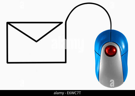 Envelop depicted by computer mouse cable Stock Photo