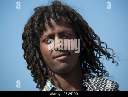 Afar Tribe Man With Curly Hair, Assayta, Ethiopia Stock Photo