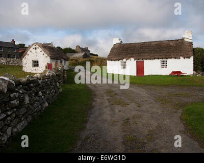 Thatched cottages, Cregneash folk museum, Isle of Man Stock Photo