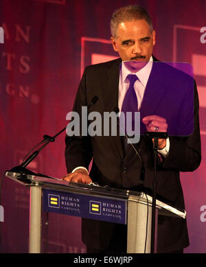 13th Annual Human Rights Campaign's Greater New York Gala at the Waldorf Astoria  Featuring: Eric Holder Where: New York, United States When: 08 Feb 2014 Stock Photo