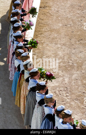 Europe, France, Bouches du Rhone, Arles. Costume day festival. Young Arles. Stock Photo