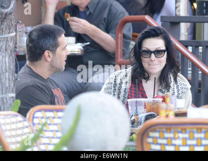 Laura Prepon drove to a restaurant where she met a mystery man for lunch then drove off together  Featuring: Laura Prepon Where: Los Angeles, California, United States When: 09 Feb 2014 Stock Photo