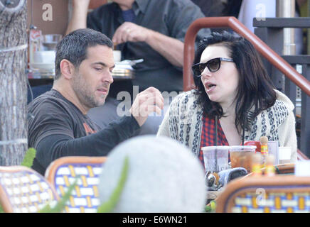 Laura Prepon drove to a restaurant where she met a mystery man for lunch then drove off together  Featuring: Laura Prepon Where: Los Angeles, California, United States When: 09 Feb 2014 Stock Photo