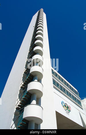 Tower of Olympiastadion, the Olympic Stadium (1952), by Yrjö Lindegren, Taka-Töölö district, central Helsinki, Finland, Europe Stock Photo