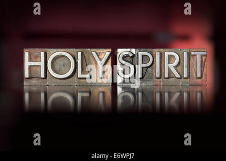 The words Holy Spirit written in vintage letterpress type Stock Photo