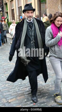 Timothy Dalton on the set of Showtime's 'Penny Dreadful' shooting on location on Dame Lane  Featuring: Timothy Dalton Where: Dublin, Ireland When: 10 Feb 2014 Stock Photo