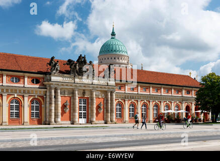 Film Museum with St. Nicholas' church, Nikolai Church, in the background, Potsdam, Land Brandenburg, Germany Stock Photo