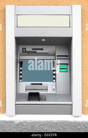 Automatic Teller Machine with Blank Screen in the wall Stock Photo
