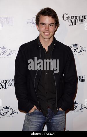 Celebrities attend Paris Hilton's Birthday Party at Greystone Manor.  Featuring: Caleb Mixson Where: Los Angeles, California, United States When: 16 Feb 2014 Stock Photo