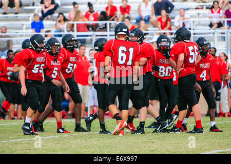 Players of the Port Charlotte High School Junior Varsity  Football team on the field Stock Photo