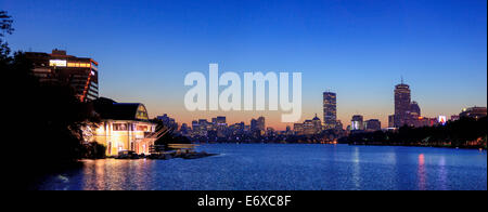 Skyline at sunrise on Charles River, Boston, Massachusetts, USA Stock Photo