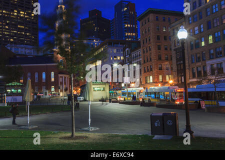 Park Street Station at dusk, Boston Common, Tremont Street, Boston, Massachusetts, USA Stock Photo