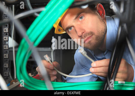 Patch cord panel - in work progres Stock Photo - Alamy