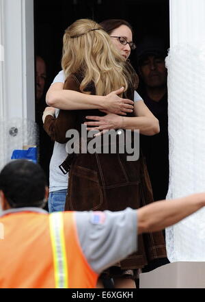 Heather Graham spotted wearing a nurse outfit for her new movie 'Petals In The Wind' filming in Pasadena Ca. The actress was joined by co stars Ellen Burstyn and Rose McIver who broke down in tears on set and was comforted by a PA between takes.  Featurin Stock Photo