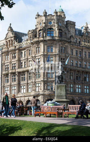 Princes Street Gardens with Jenners store on the background Stock Photo