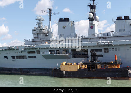 HMS Illustrious R06 Invincible-class light aircraft carrier royal navy portsmouth docks Stock Photo