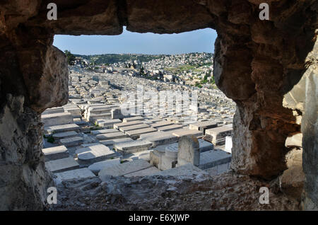 Jewish Cemetery on the Mount of Olives, Jerusalem, Israel Stock Photo