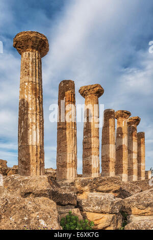 The Temple of Hercules was built 500 BC., Valley of the Temples, Agrigento, Sicily, Italy, Europe Stock Photo