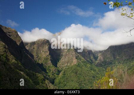 The 'Tres picos'  walk:  Pico Ruivo  1,861 m high,  Pico das Torres 1,853 m high & Pico Arieiro 1,818 m high  on Madeira Island Stock Photo