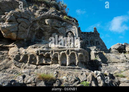 rock sculptures, rotheneuf, st malo, brittany, france Stock Photo