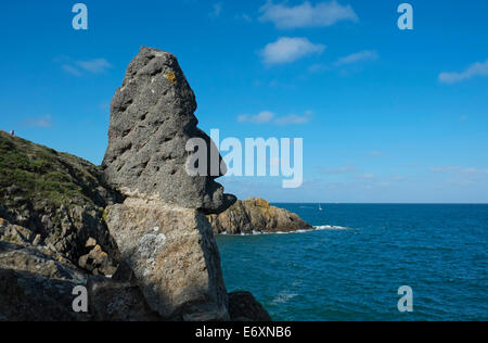 rock sculptures, rotheneuf, st malo, brittany, france Stock Photo