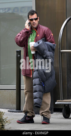 Adam Sandler leaving his hotel  Featuring: Adam Sandler Where: Manhattan, New York, United States When: 27 Feb 2014 Stock Photo