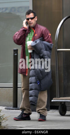 Adam Sandler leaving his hotel  Featuring: Adam Sandler Where: Manhattan, New York, United States When: 27 Feb 2014 Stock Photo