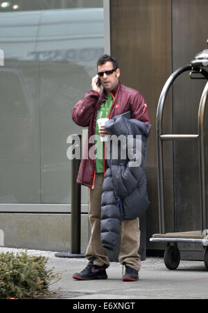 Adam Sandler leaving his hotel  Featuring: Adam Sandler Where: Manhattan, New York, United States When: 27 Feb 2014 Stock Photo