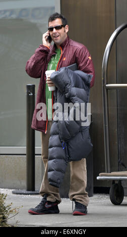 Adam Sandler leaving his hotel  Featuring: Adam Sandler Where: Manhattan, New York, United States When: 27 Feb 2014 Stock Photo