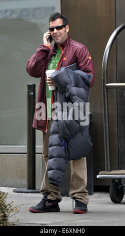 Adam Sandler leaving his hotel  Featuring: Adam Sandler Where: Manhattan, New York, United States When: 27 Feb 2014 Stock Photo