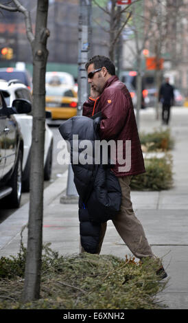 Adam Sandler leaving his hotel  Featuring: Adam Sandler Where: Manhattan, New York, United States When: 27 Feb 2014 Stock Photo