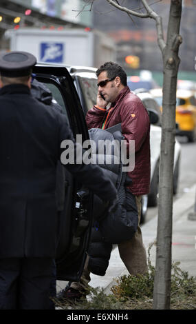 Adam Sandler leaving his hotel  Featuring: Adam Sandler Where: Manhattan, New York, United States When: 27 Feb 2014 Stock Photo