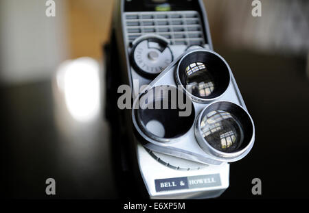 Old 8mm cine camera with 3 lenses Stock Photo