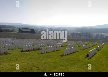 Marfaux British Cemetery, Marfaux to the west of Reims, France. March 2014 The cemetery contains 1129 (341 unnamed )British and Stock Photo