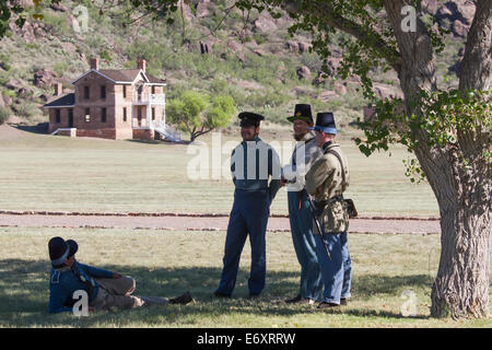 Old Fort Day annual event in Fort Davis Historical Site, Texas. The military post hosted the Buffalo Soldiers. Stock Photo