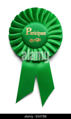 Green Participation Ribbon Isolated on White Background. Stock Photo