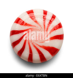 One Piece of Peppermint Candy Isolated on White Background. Stock Photo