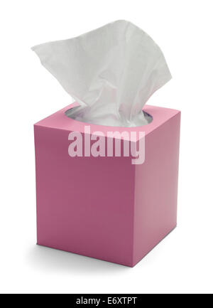 Pink Box of Tissues Isolated On White Background. Stock Photo