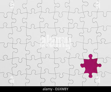 Blank Puzzle with Missing Piece in Pink. Stock Photo