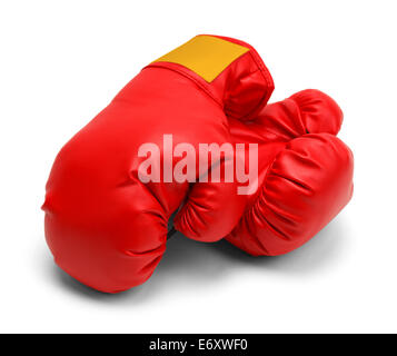Pair of Boxing Gloves Resting Isolated on White Background. Stock Photo