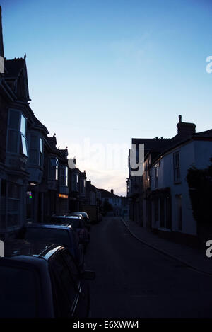 Cross Street Camborne Cornwall UK in the early evening. Stock Photo