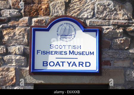 Sign for the Scottish Fisheries Museum in Anstruther, Fife, Scotland Stock Photo
