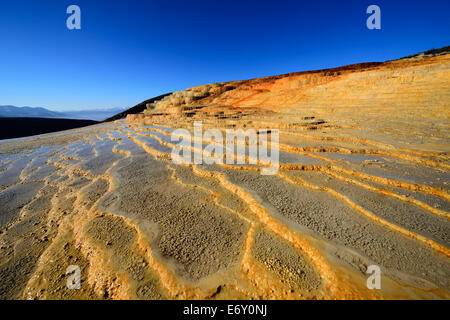 Iran, Mazandaran, Terraced Hot Springs on a sunny day in Badab-e Surt Hot Springs in Mazandaran Province Stock Photo