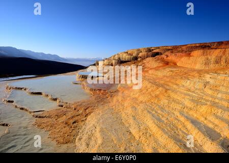 Iran, Mazandaran, Terraced Hot Springs on a sunny day in Badab-e Surt Hot Springs in Mazandaran Province Stock Photo