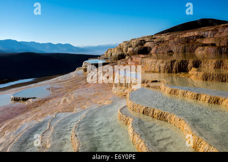 Iran, Mazandaran, Terraced Hot Springs on a sunny day in Badab-e Surt Hot Springs in Mazandaran Province Stock Photo