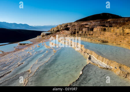 Iran, Mazandaran, Terraced Hot Springs on a sunny day in Badab-e Surt Hot Springs in Mazandaran Province Stock Photo