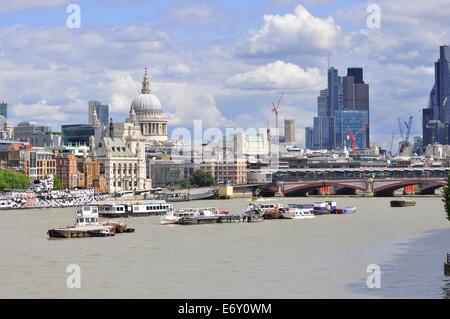 London city skyline looking East from Waterloo Bridge. England, UK Stock Photo