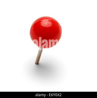 Round Red Thumb Tack Push pin Isolated On White Background. Stock Photo