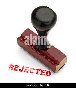 Wood Stamper with the Word Rejected in Red Ink Isolated on White Background. Stock Photo