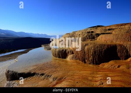 Iran, Mazandaran, Terraced Hot Springs on a sunny day in Badab-e Surt Hot Springs in Mazandaran Province Stock Photo